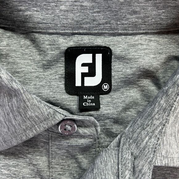 FJ Mens Gray Black Golf Performance Short Sleeve High Low Slit Polo Shirt Size M - Picture 3 of 7